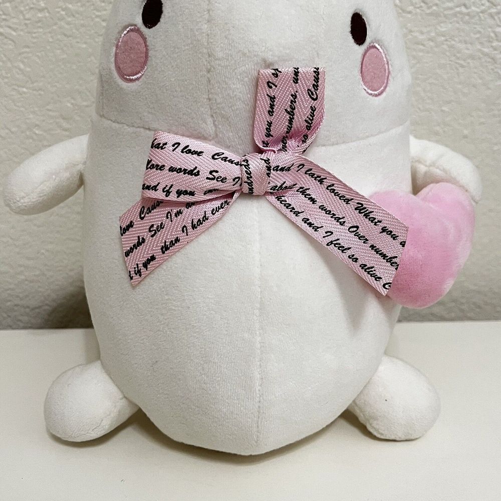 Molang Plush Pink Heart Pink Bow Loved Stuffed Animal - Picture 3 of 8